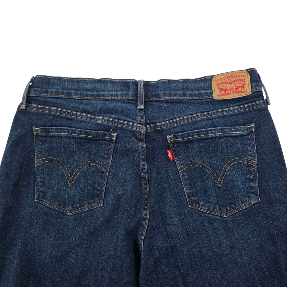 Levis 505 Straight Leg Jeans Dark Wash Raw Hem Denim Womens Size 12 - Picture 3 of 8